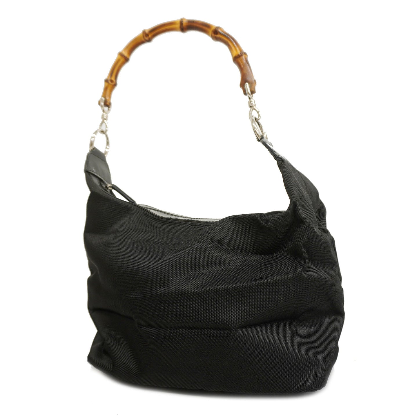 GUCCI Bamboo Shoulder Bag 000 1998 0531 Women's Nylon Shoulder Bag Black