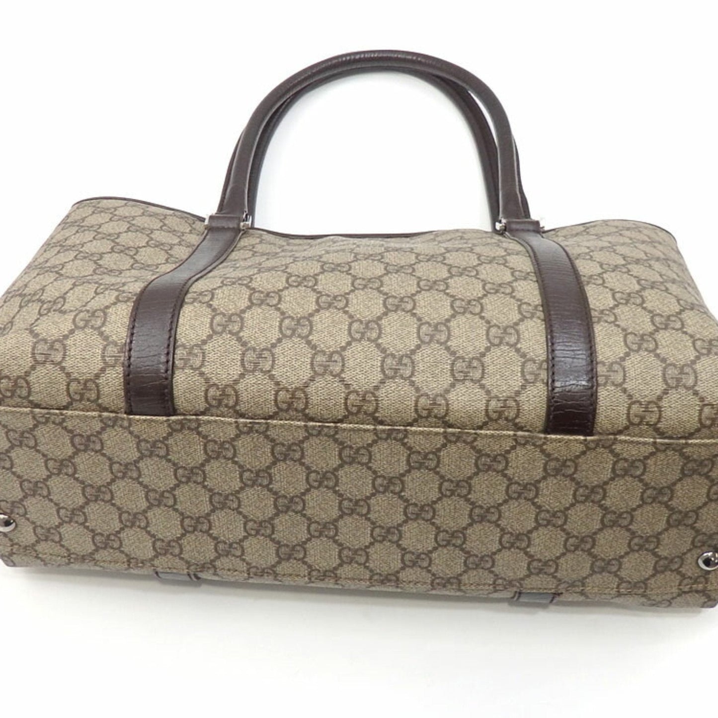 Gucci Tote Bag GG Supreme Women's Beige Brown PVC Leather 114595 204990