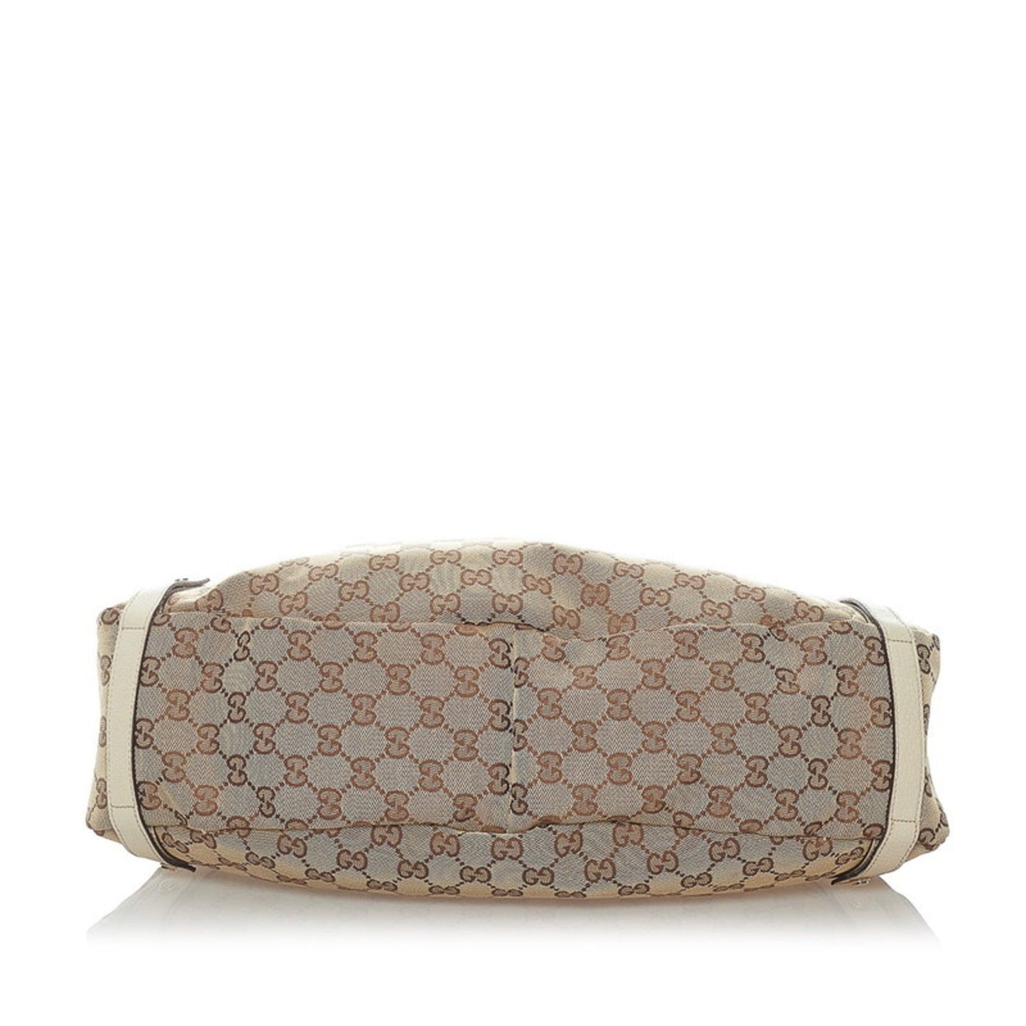 Gucci GG Canvas Tote Bag 130736 Brown White Leather Ladies GUCCI