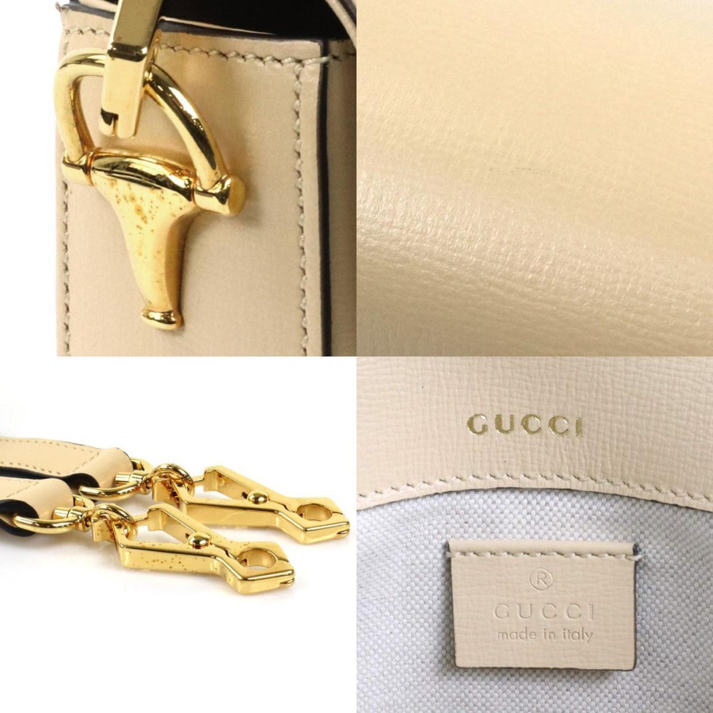GUCCI Crossbody Shoulder Bag Horsebit 1955 Leather Beige Ladies 658574