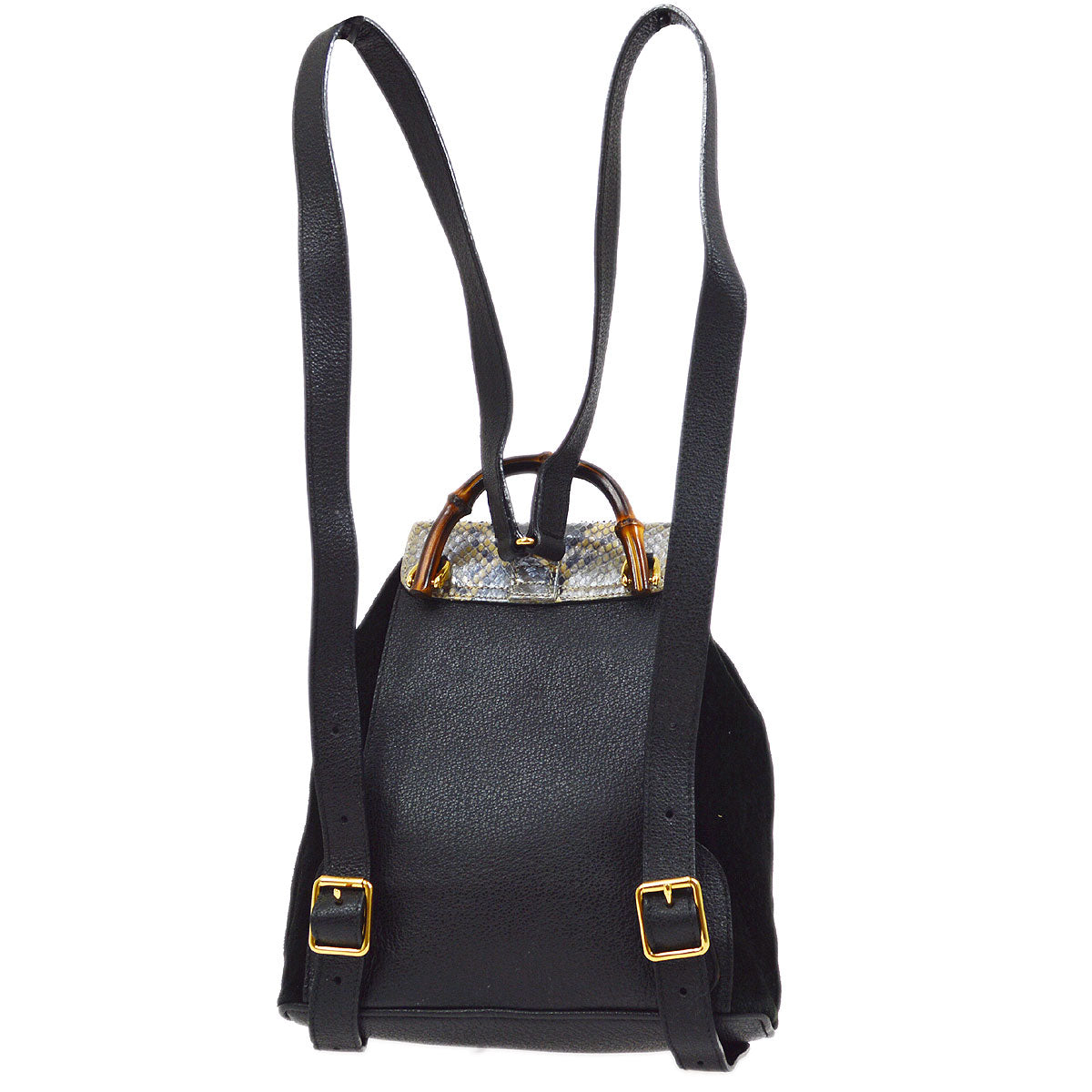 Gucci 1990's Black Suede Python Bamboo Backpack Small AK38542h