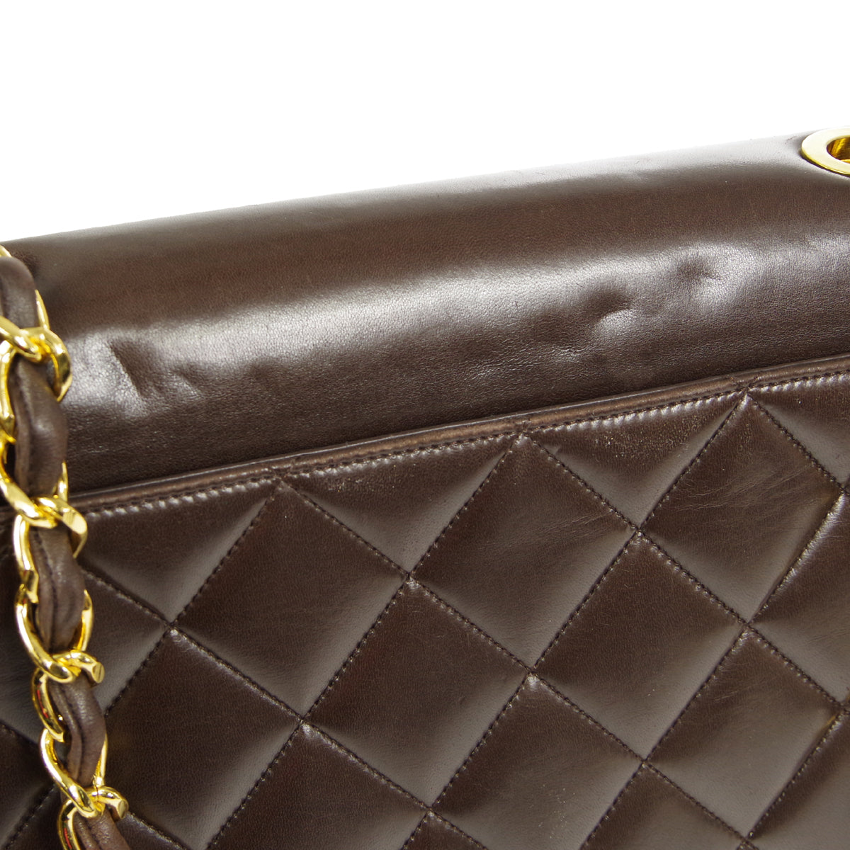 CHANEL Classic Flap Maxi Jumbo CC Chain Shoulder Bag Brown Lambskin