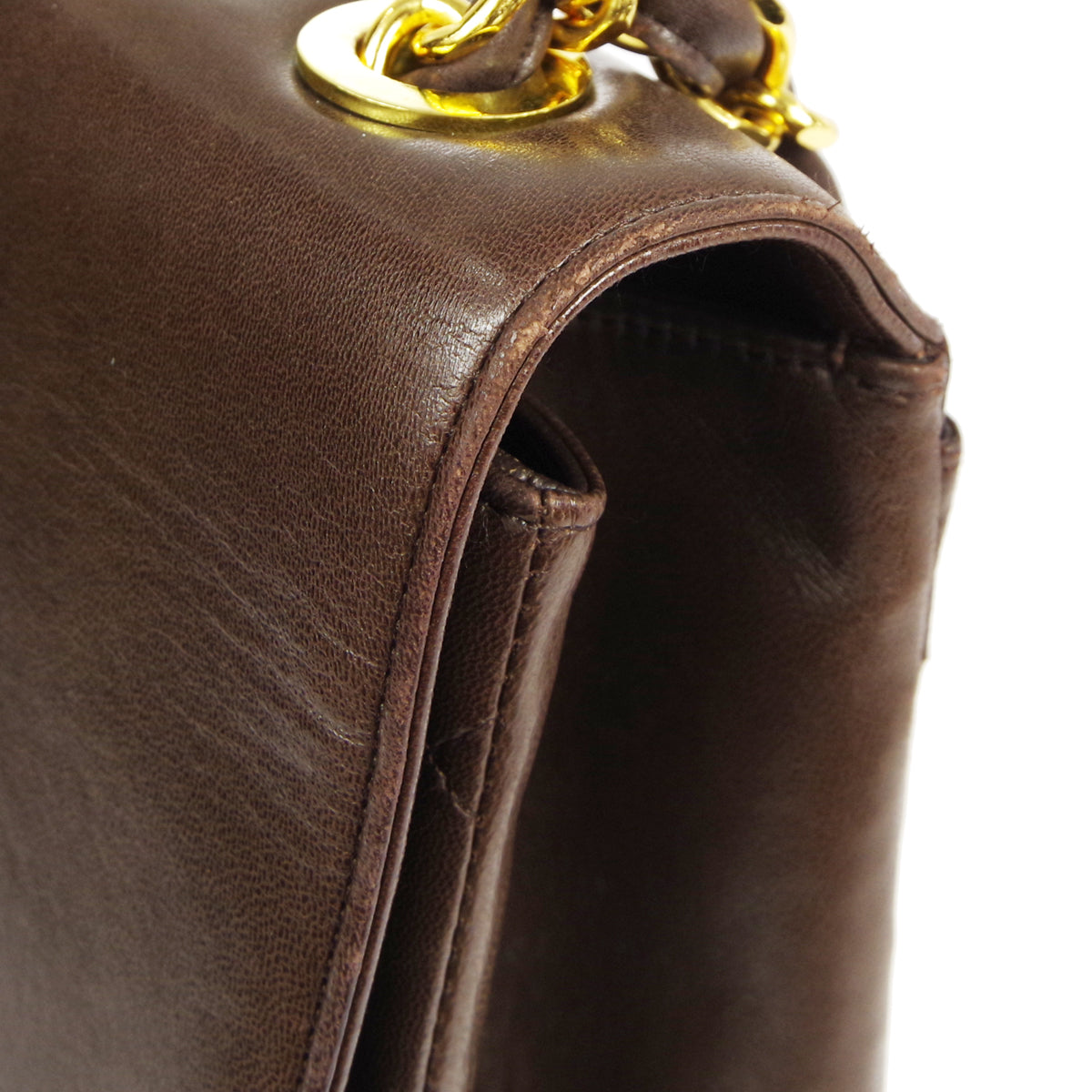 CHANEL Classic Flap Maxi Jumbo CC Chain Shoulder Bag Brown Lambskin