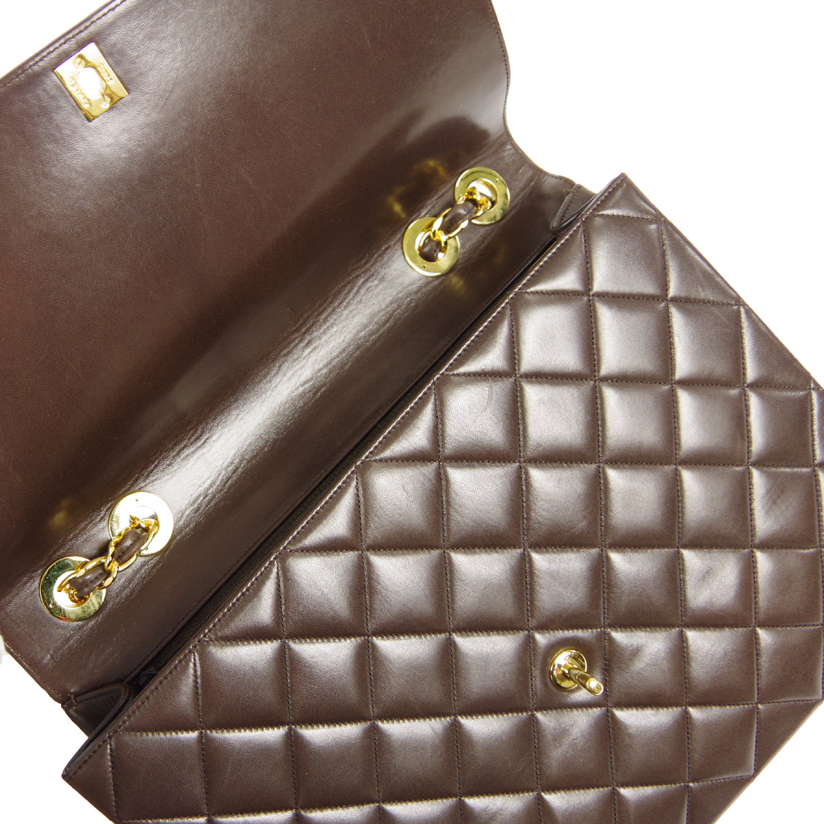 CHANEL Classic Flap Maxi Jumbo CC Chain Shoulder Bag Brown Lambskin