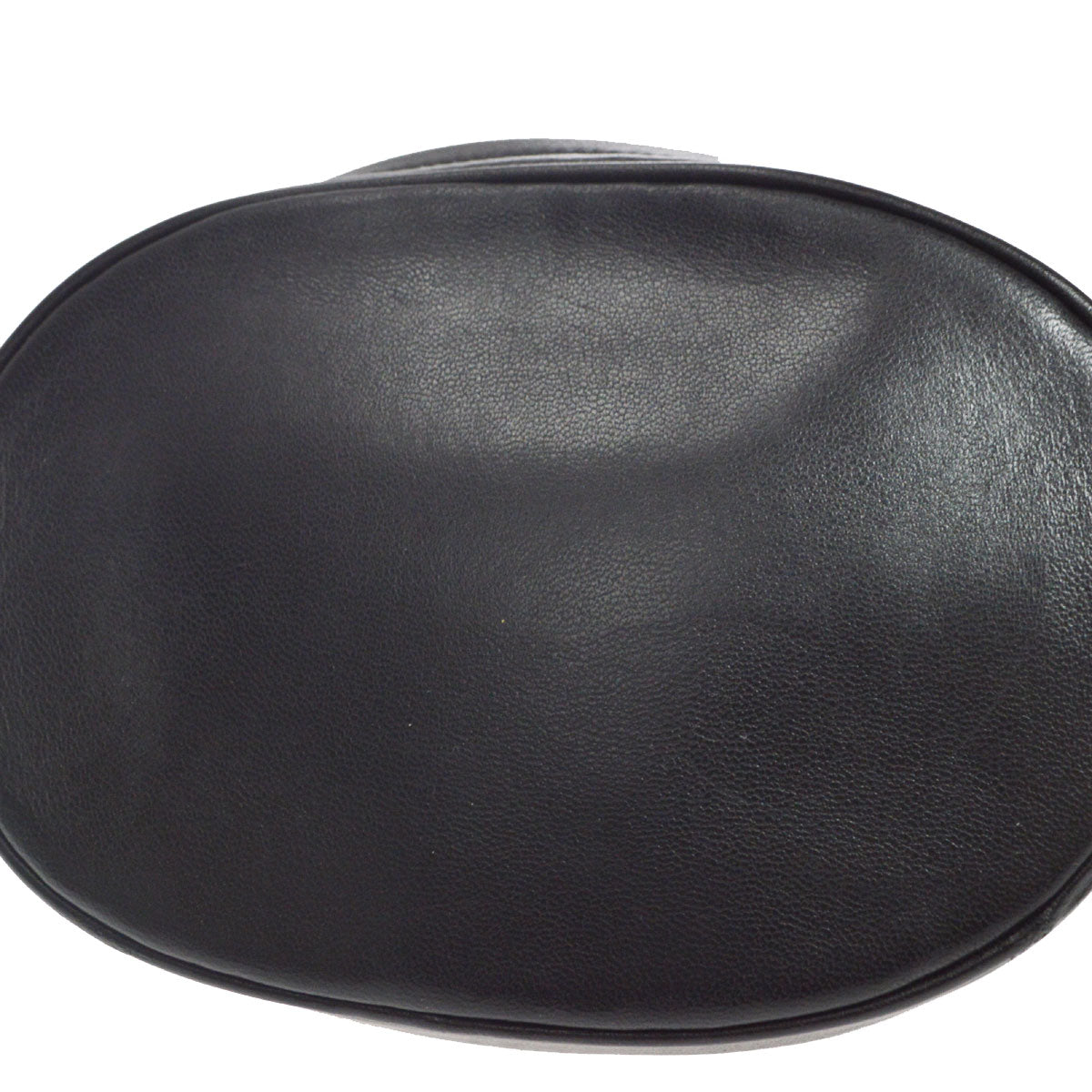 CHANEL 1989-1991 Oval Shoulder Bag Black Lambskin