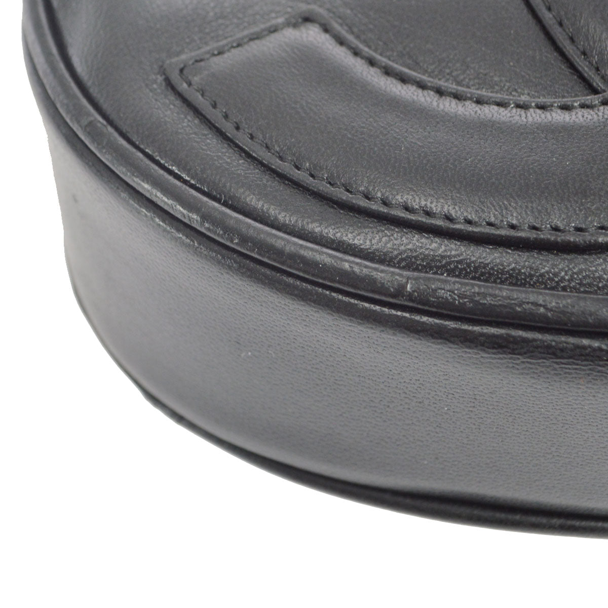 CHANEL 1989-1991 Oval Shoulder Bag Black Lambskin