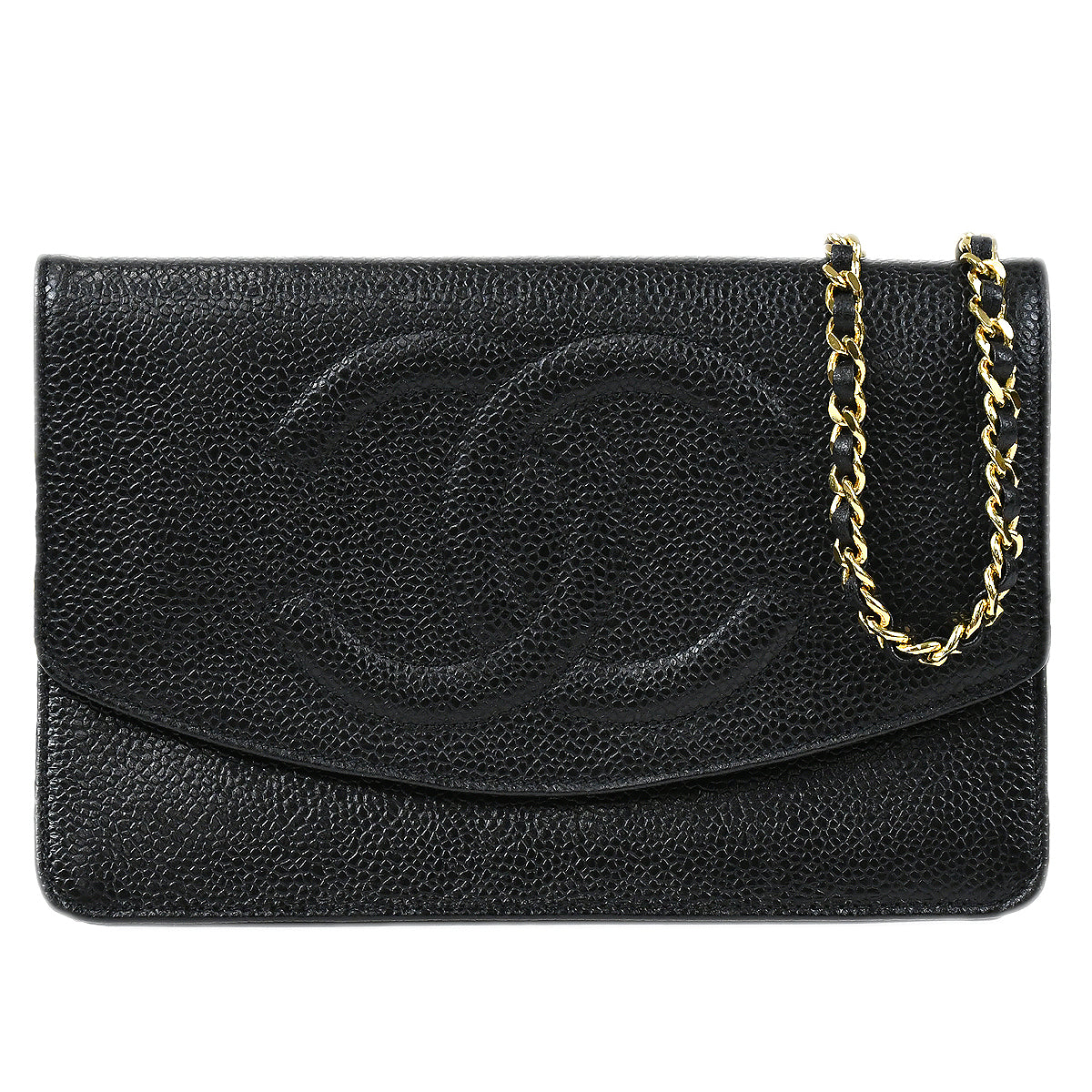 Chanel WOC Chain Shoulder Wallet Bag Black Caviar 97644