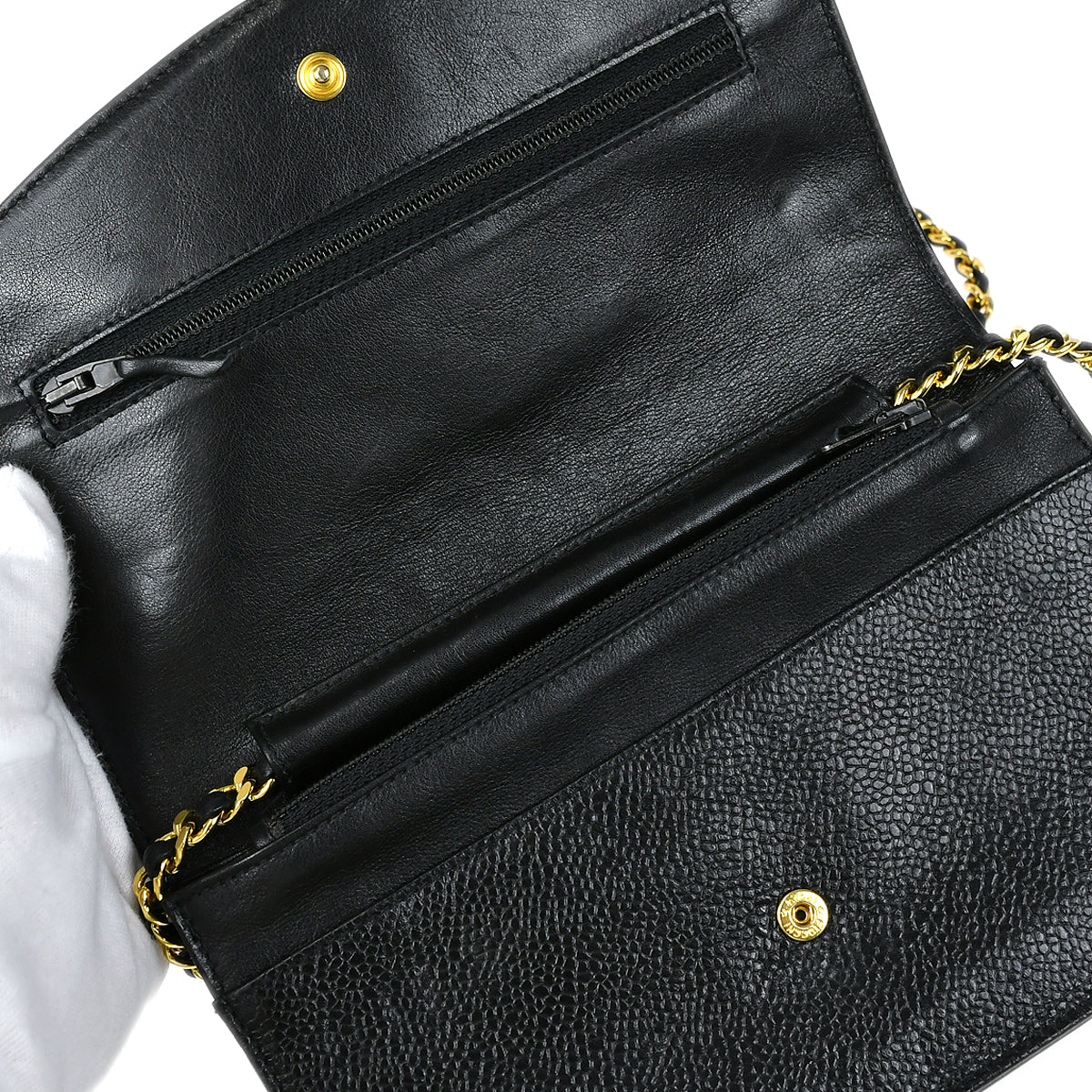 Chanel WOC Chain Shoulder Wallet Bag Black Caviar 97644