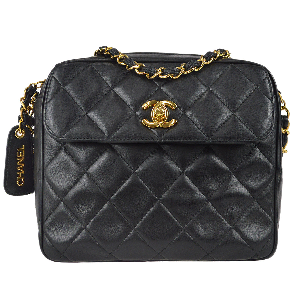 Chanel Chain Shoulder Bag Black Lambskin