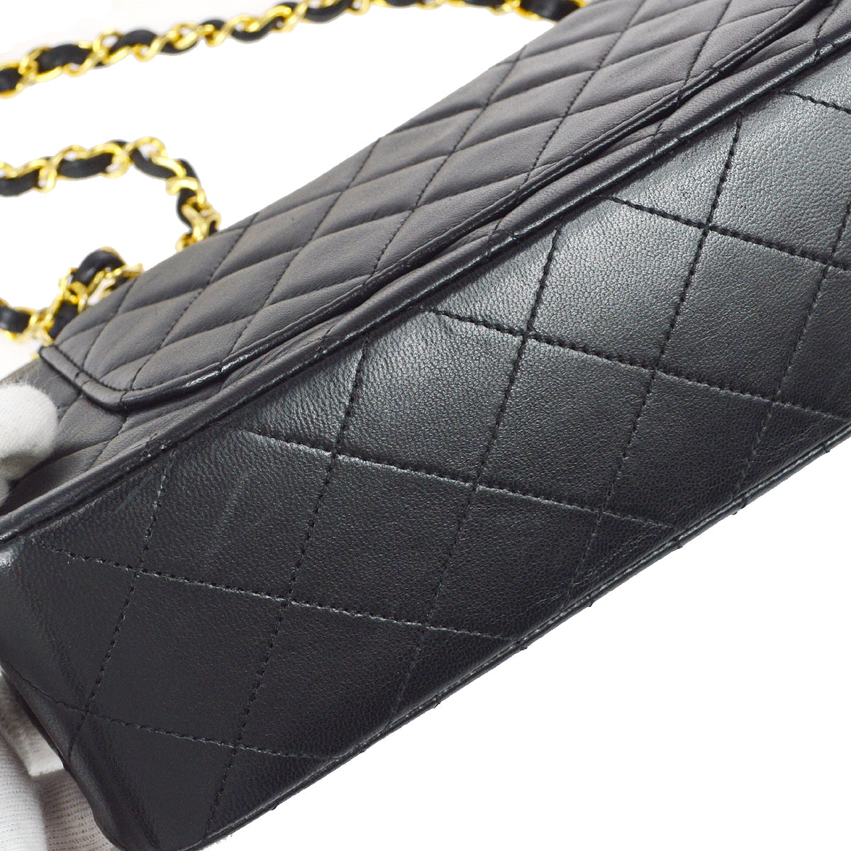 Chanel 1989-1991 Classic Double Flap Small Shoulder Bag Black Lambskin