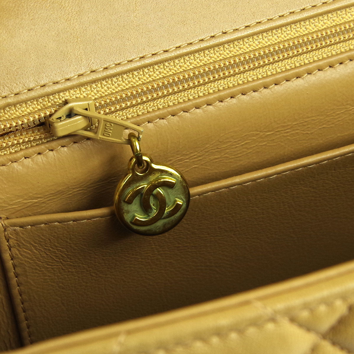 Chanel * Classic Flap Jumbo Double Chain Shoulder Bag Beige Lambskin