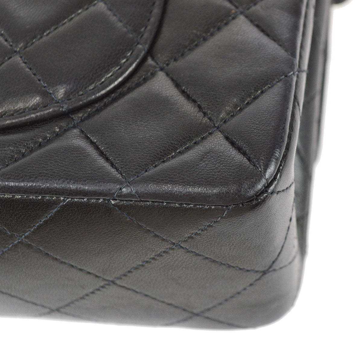 Chanel 1994-1996 Classic Double Flap Small Shoulder Bag Black Lambskin