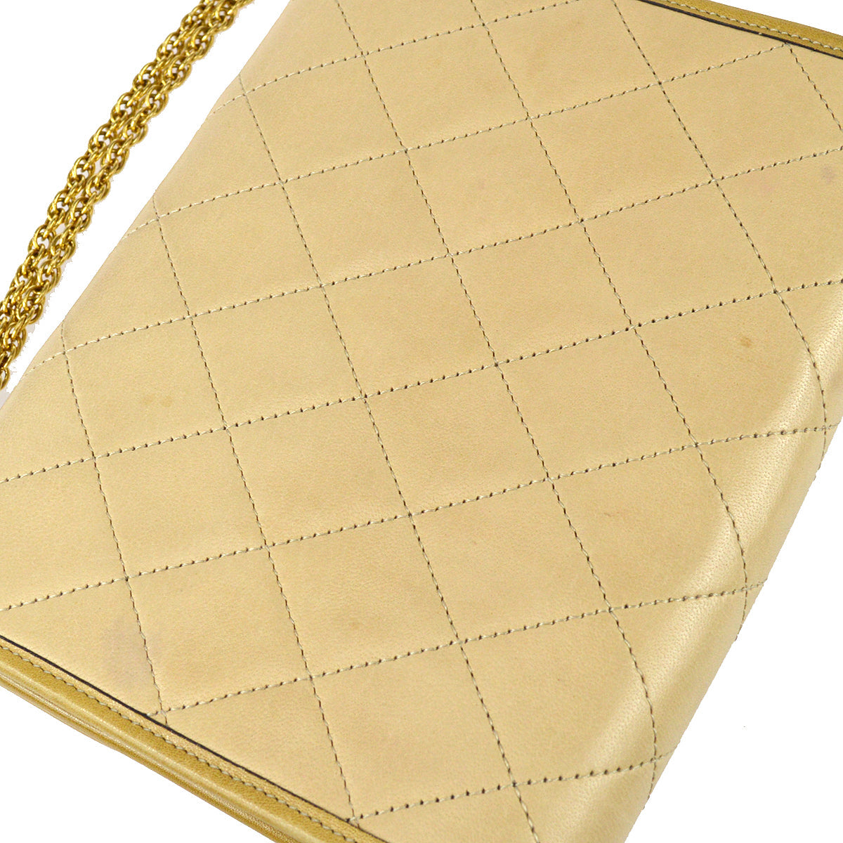 Chanel Double Chain Shoulder Bag Beige Lambskin
