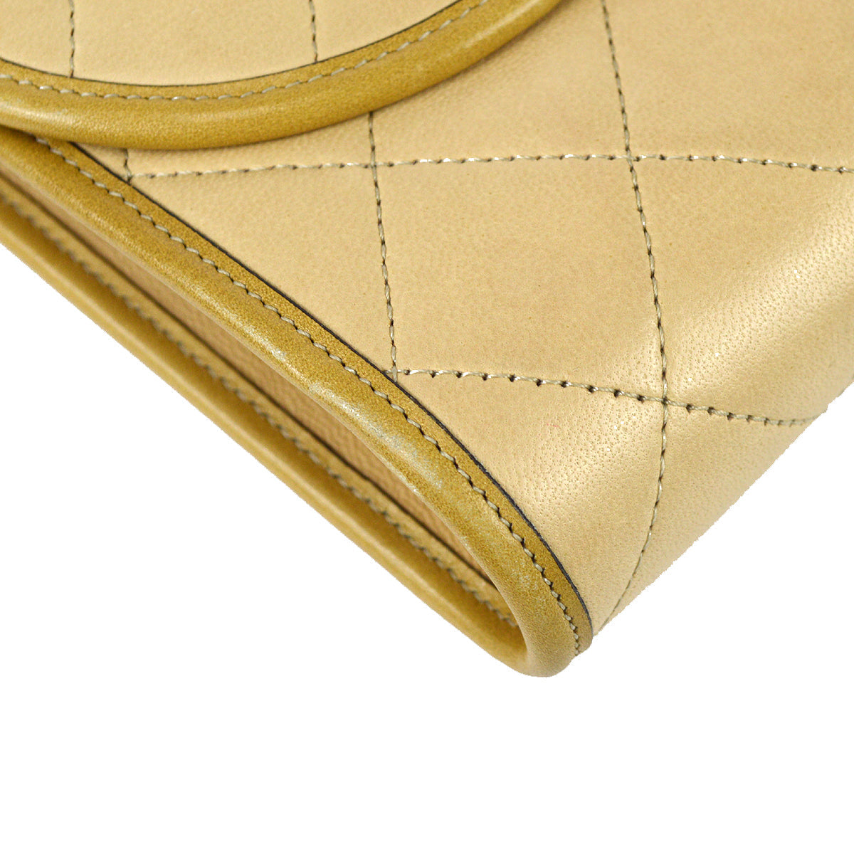 Chanel Double Chain Shoulder Bag Beige Lambskin