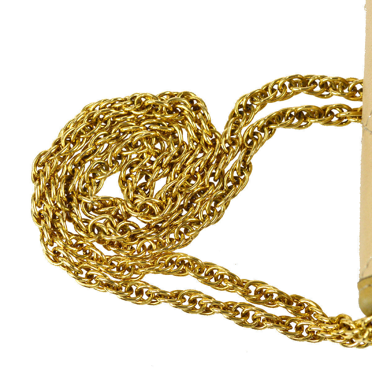 Chanel Double Chain Shoulder Bag Beige Lambskin