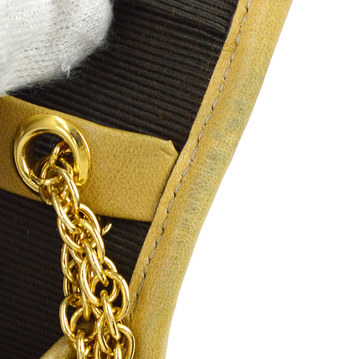 Chanel Double Chain Shoulder Bag Beige Lambskin