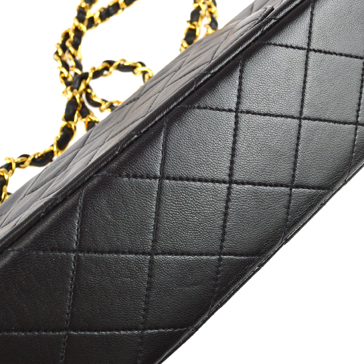 Chanel 1991-1994 Classic Double Flap Small Shoulder Bag Black Lambskin