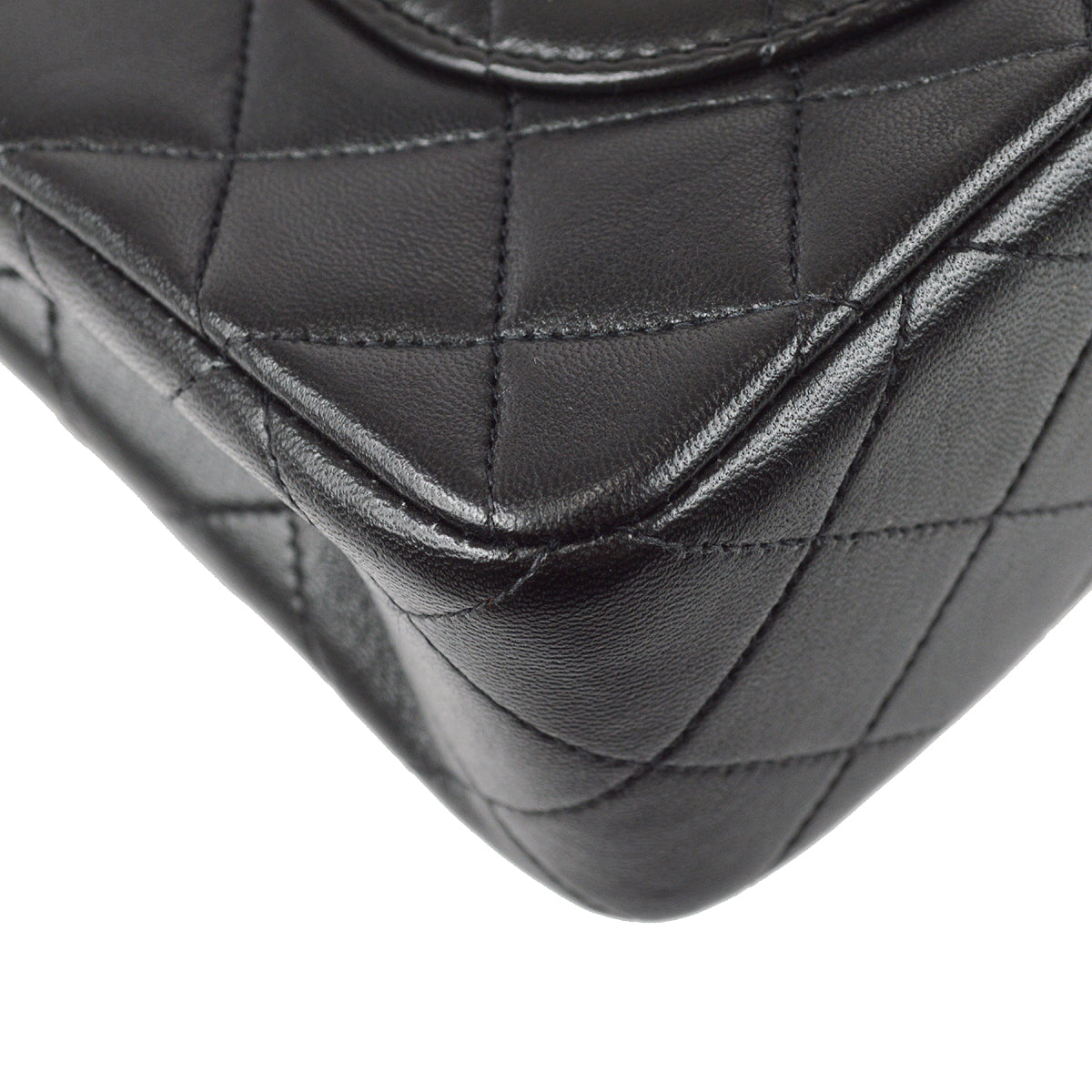 Chanel 1991-1994 Classic Double Flap Small Shoulder Bag Black Lambskin