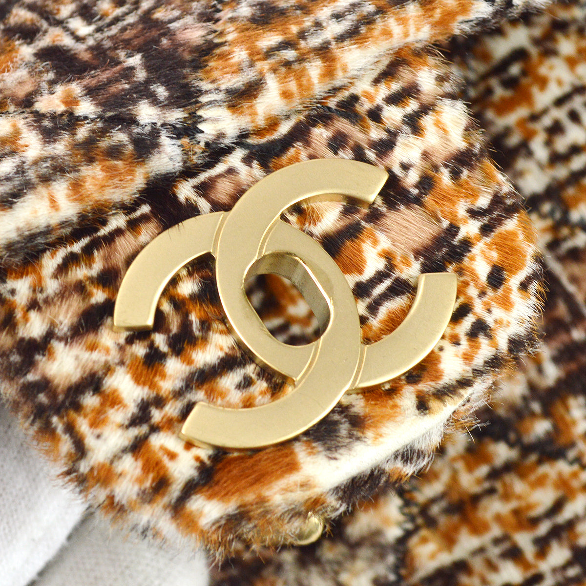 Chanel East West Chain Shoulder Bag Brown Pony Fur