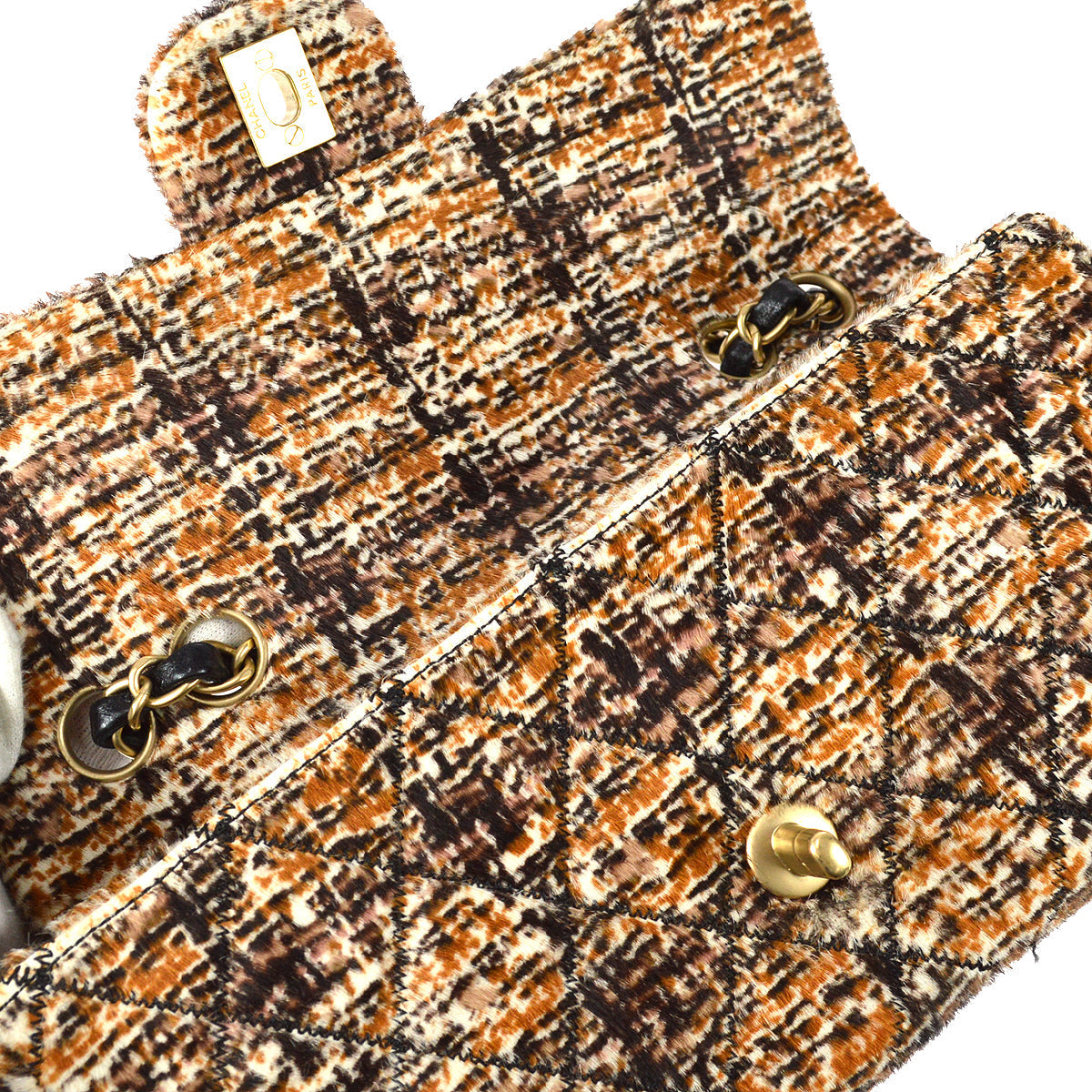 Chanel East West Chain Shoulder Bag Brown Pony Fur
