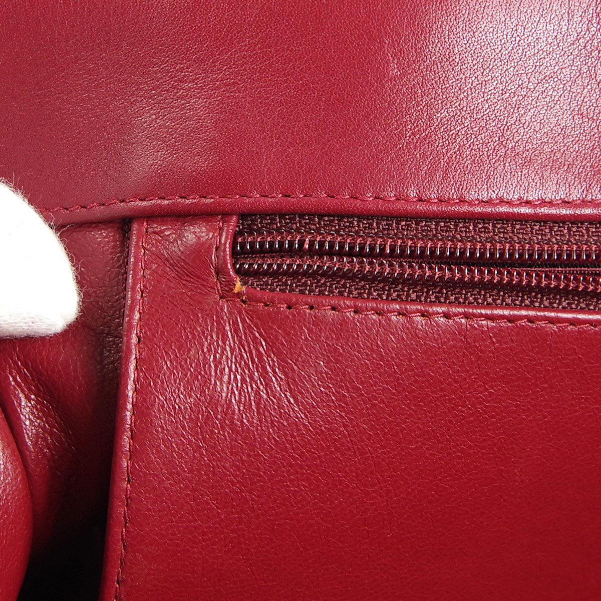 Chanel * Chain Shoulder Tote Bag Red Lambskin