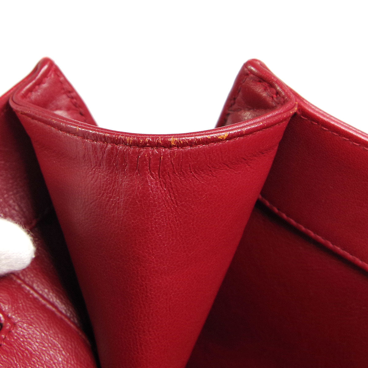 Chanel * Chain Shoulder Tote Bag Red Lambskin