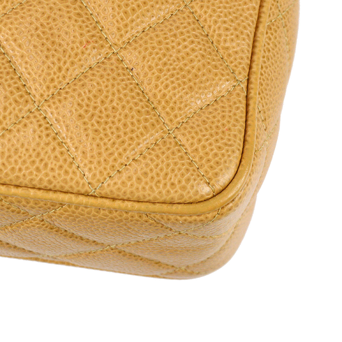 Chanel Chain Fringe Shoulder Bag Beige Caviar