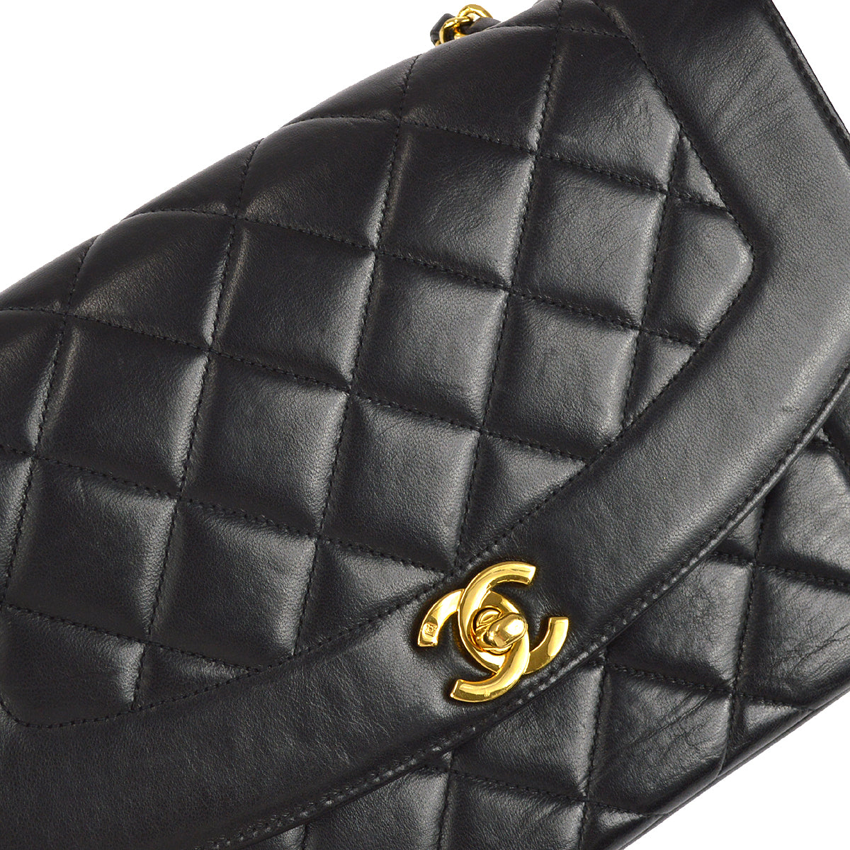 Chanel Medium Diana Chain Shoulder Bag Black Lambskin