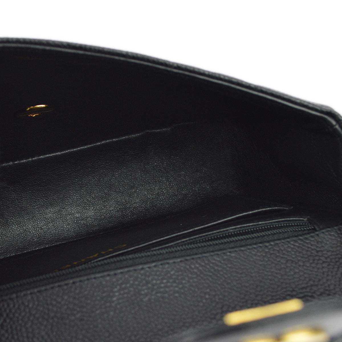 Chanel 1991-1994 Black Caviar Classic Flap Mademoiselle Chain Shoulder Bag
