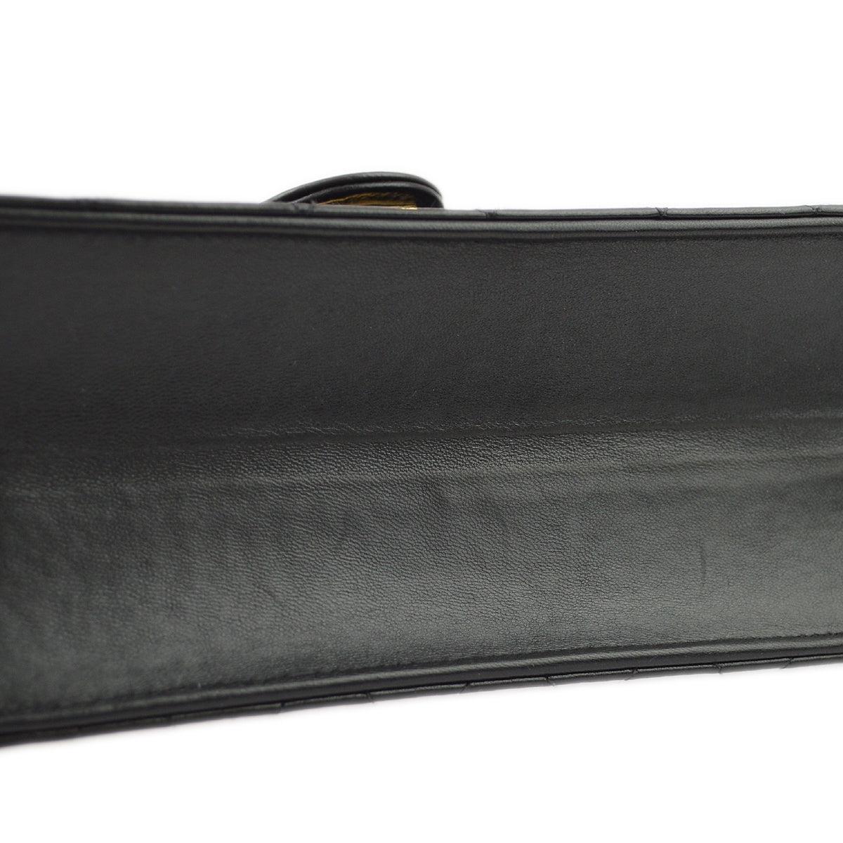 Chanel 1997-1999 Black Lambskin Pushlock Small Half Flap Shoulder Bag