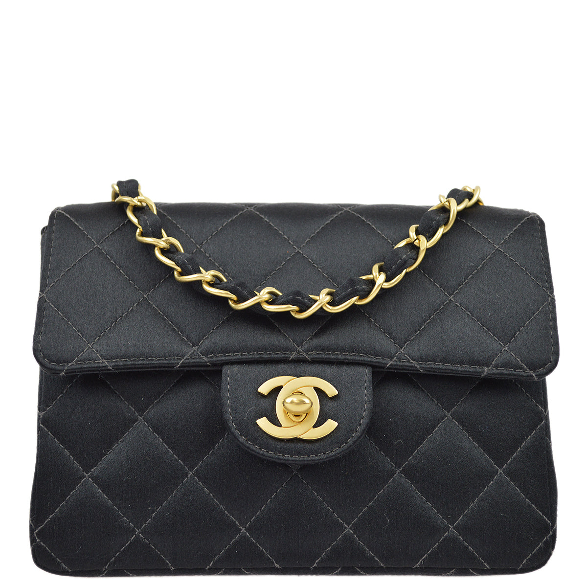 Chanel 2000-2001 Satin Mini Classic Square Flap Shoulder Bag 17