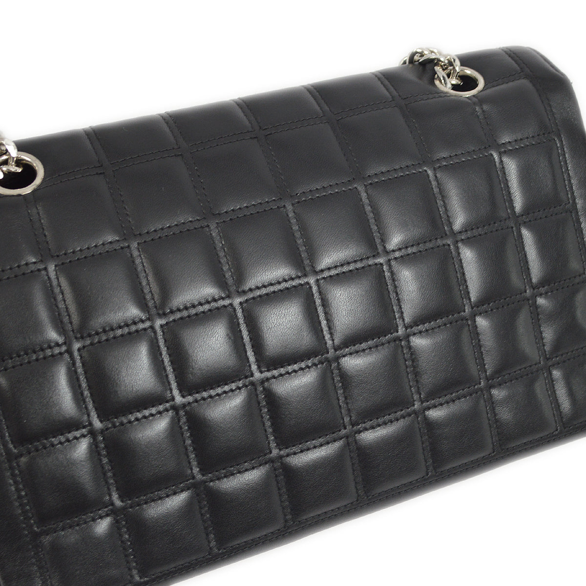 Chanel 2000-2001 Black Lambskin Mademoiselle Lock Choco Bar Shoulder Bag