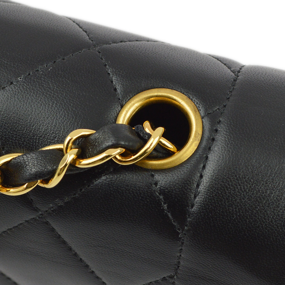 Chanel 1994-1996 Black Lambskin Medium Diana Shoulder Bag