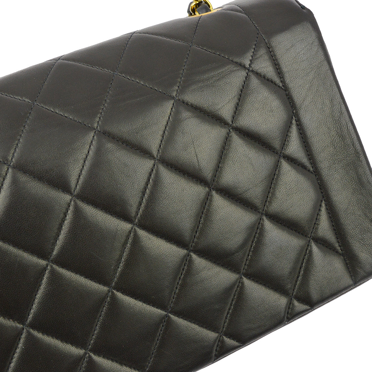 Chanel 1991-1994 Black Lambskin Medium Diana Shoulder Bag
