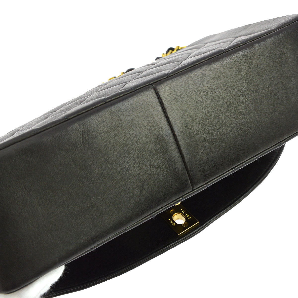 Chanel 1991-1994 Black Lambskin Medium Diana Shoulder Bag