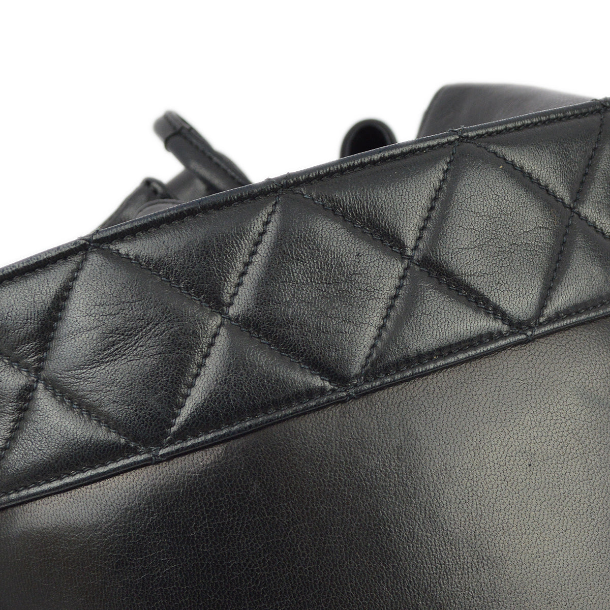 Chanel 1989-1991 Black Lambskin Bucket Shoulder Bag