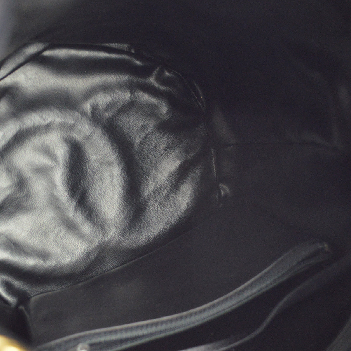Chanel 1989-1991 Black Lambskin Bucket Shoulder Bag
