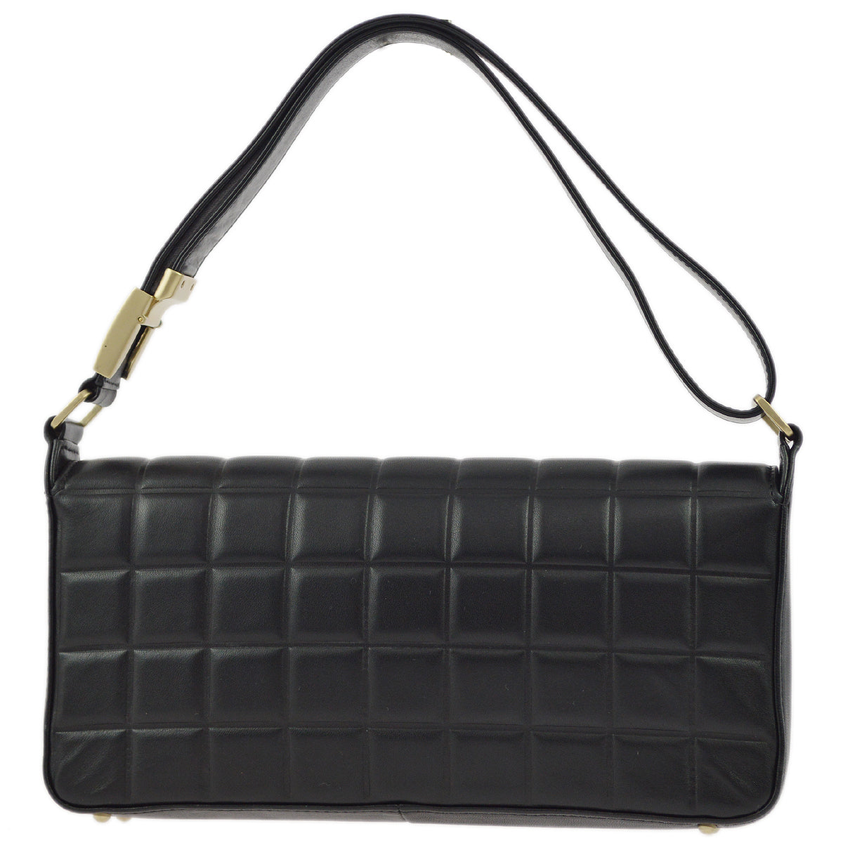 Chanel 2003-2004 Black Lambskin Choco Bar Shoulder Bag