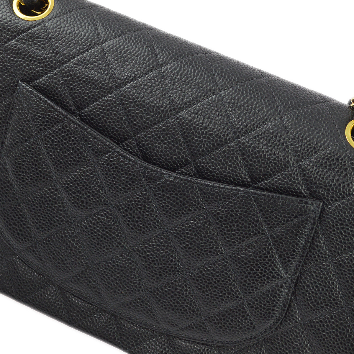 Chanel 2000-2001 Black Caviar Medium Classic Double Flap Shoulder Bag