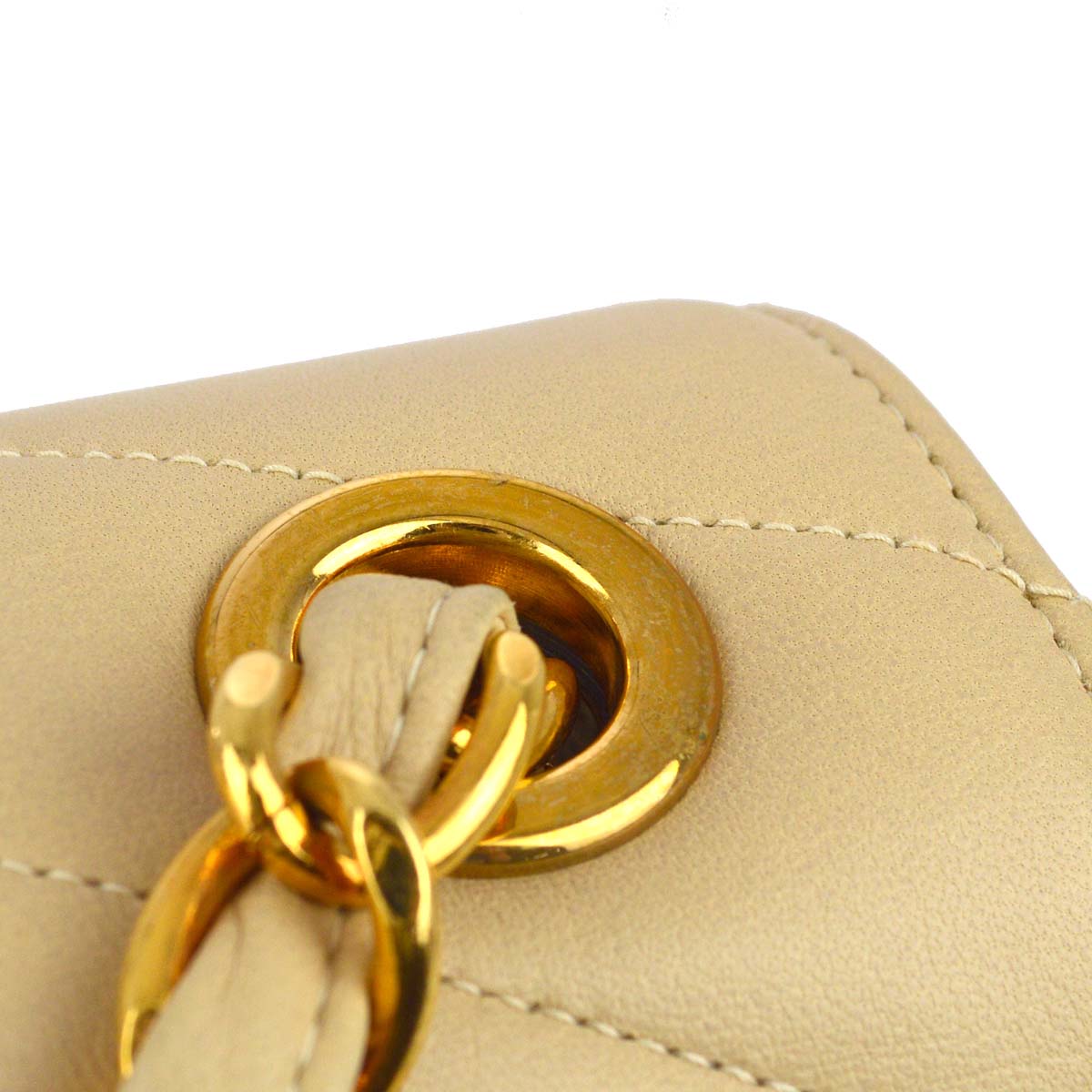 Chanel 1994-1996 Beige Lambskin Chevron Shoulder Bag