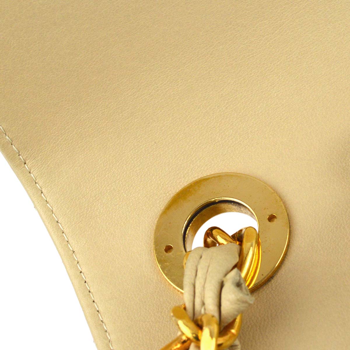 Chanel 1994-1996 Beige Lambskin Chevron Shoulder Bag