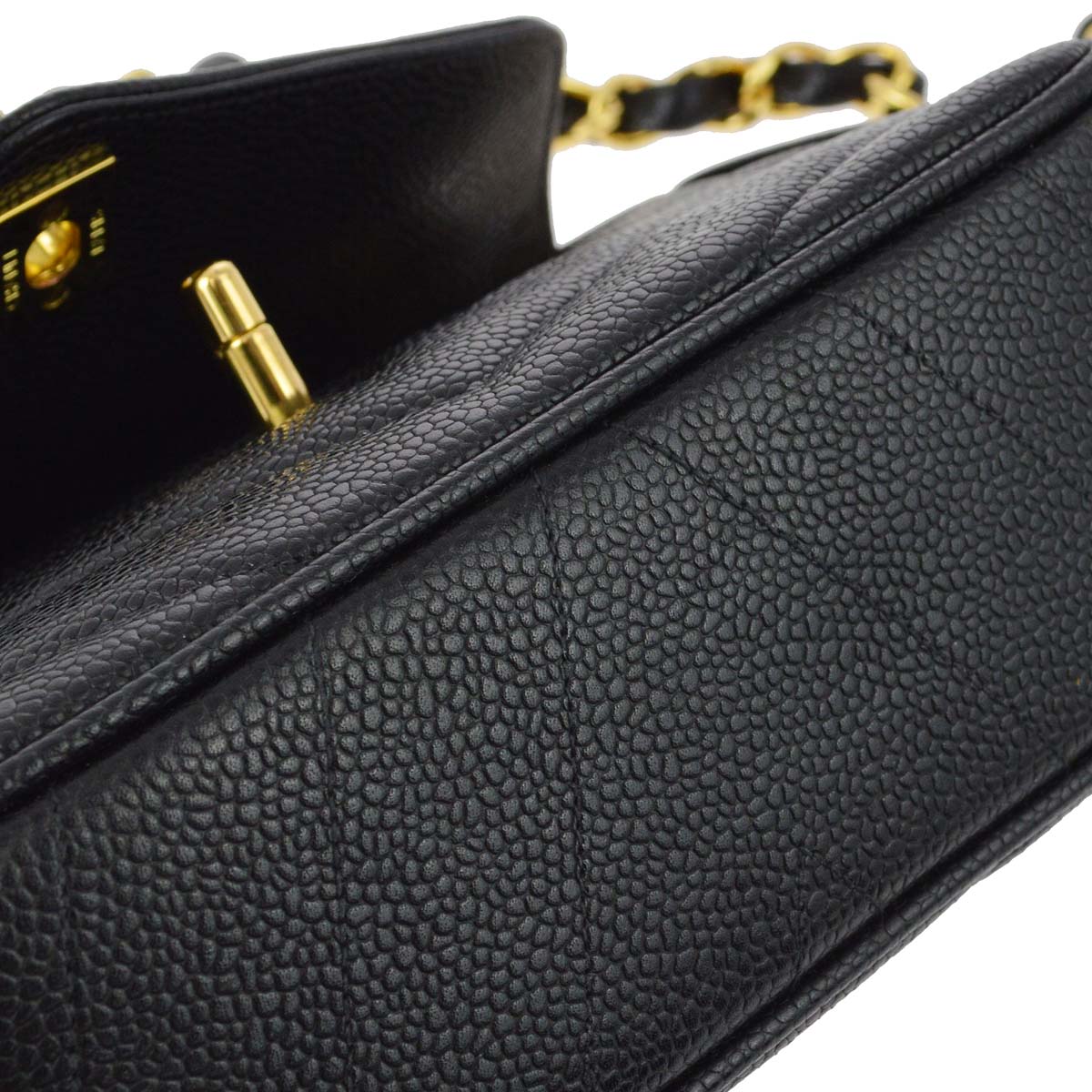 Chanel 1994-1996 Black Caviar Chevron Mini Square Shoulder Bag 17