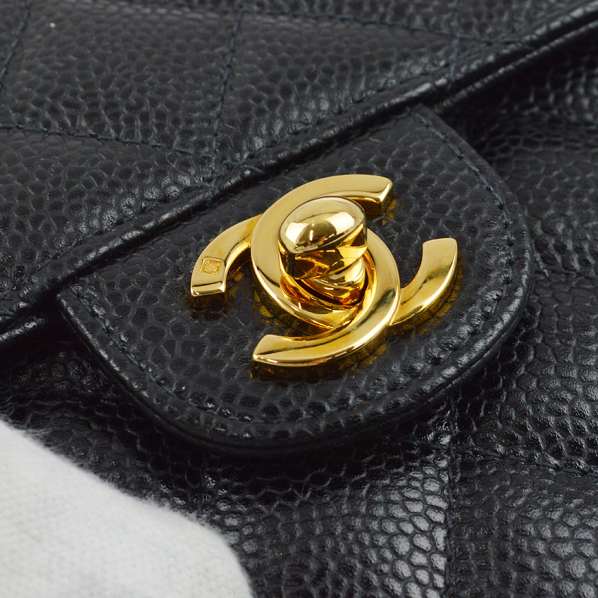 Chanel 2000-2001 Black Caviar Mini Classic Square Flap Shoulder Bag 17