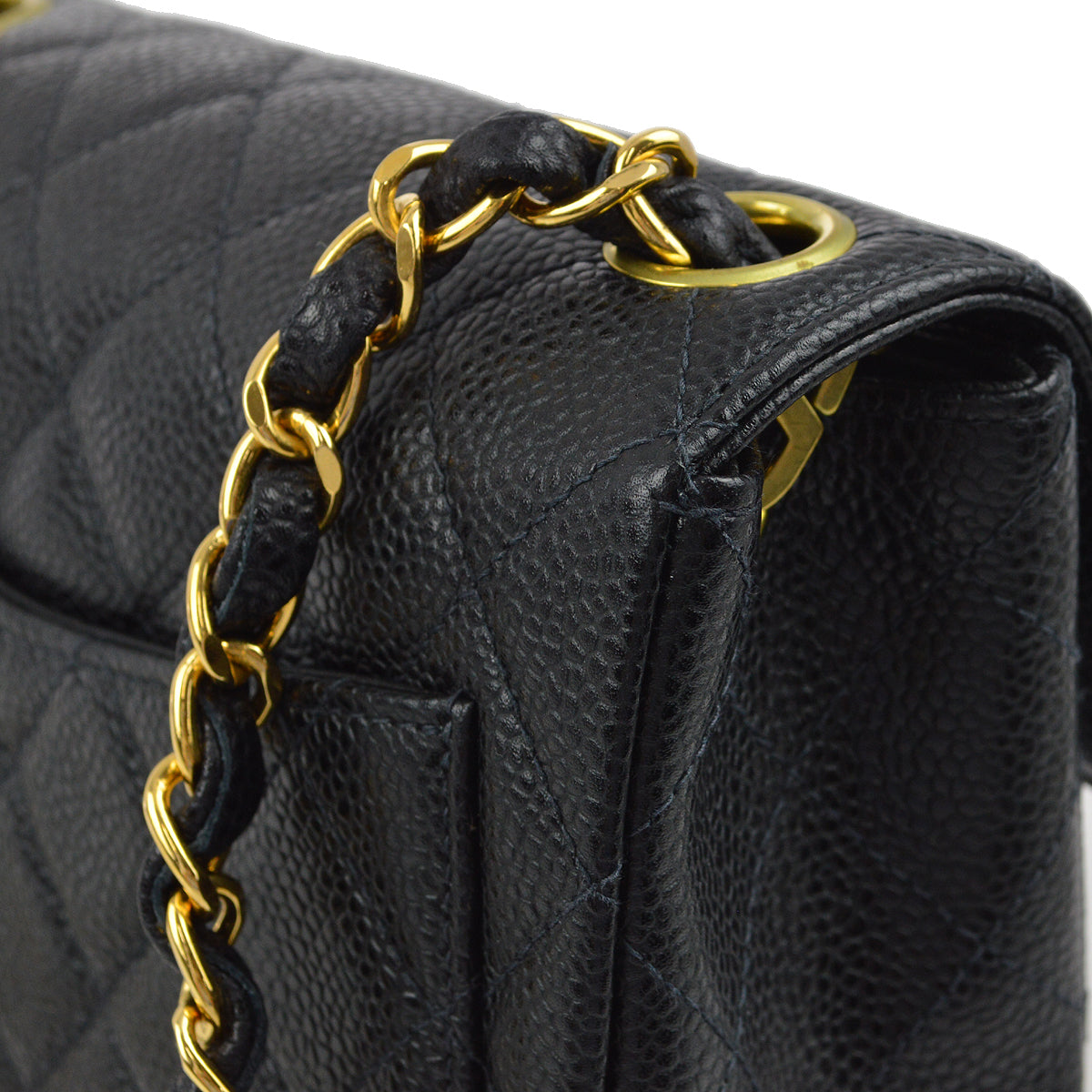 Chanel 2000-2001 Black Caviar Mini Classic Square Flap Shoulder Bag 17