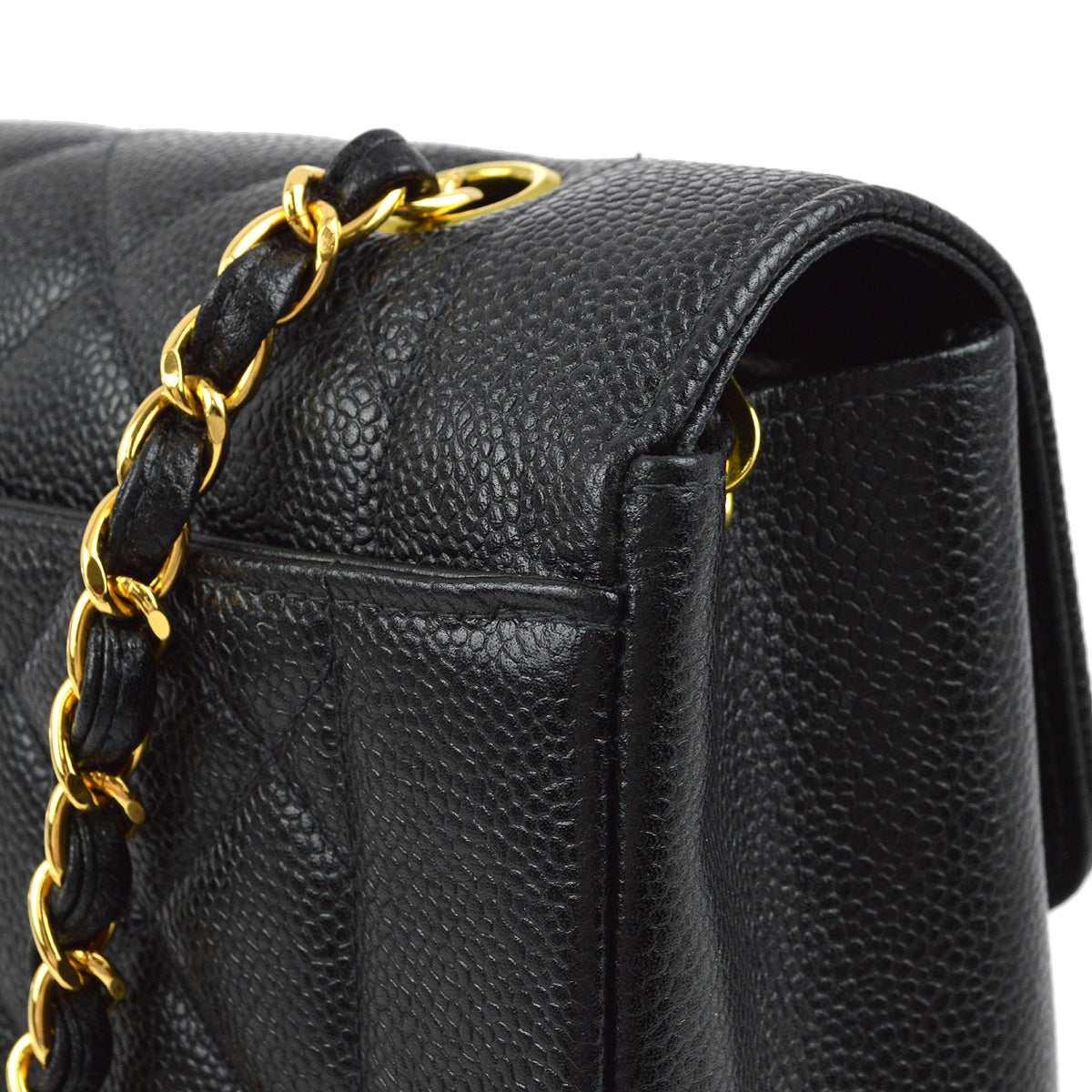 Chanel 1997-1999 Black Caviar Medium Diana Shoulder Bag