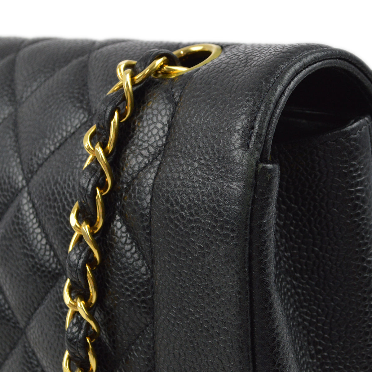 Chanel 1994-1996 Black Caviar Medium Diana Shoulder Bag