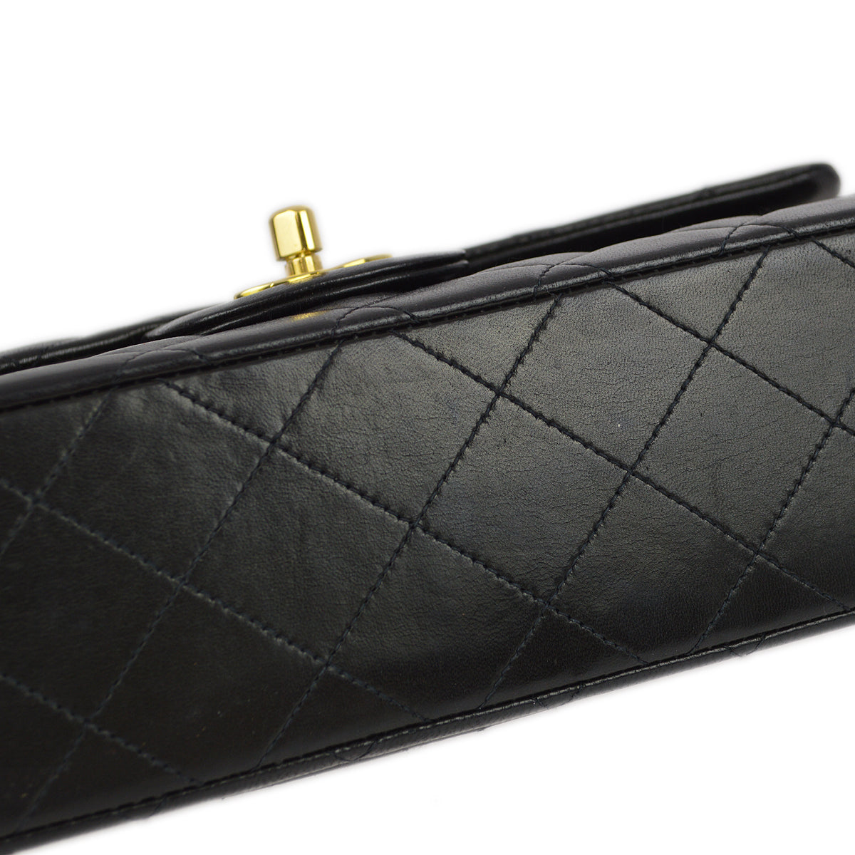 Chanel 1994-1996 Black Lambskin Small Classic Double Flap Shoulder Bag