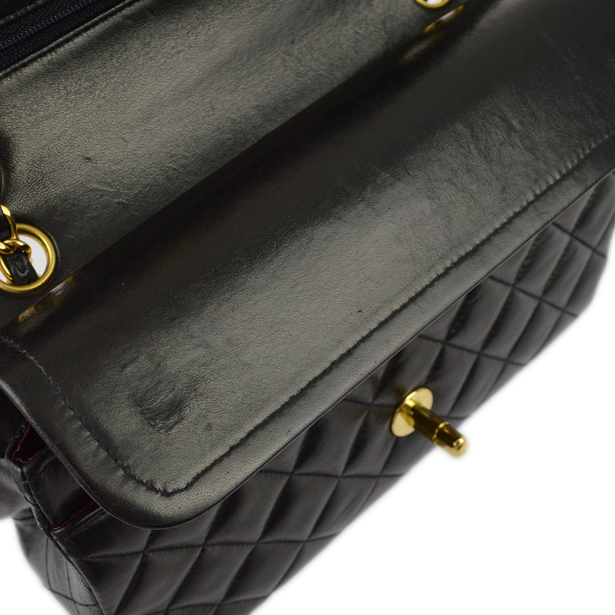 Chanel 1994-1996 Black Lambskin Small Classic Double Flap Shoulder Bag