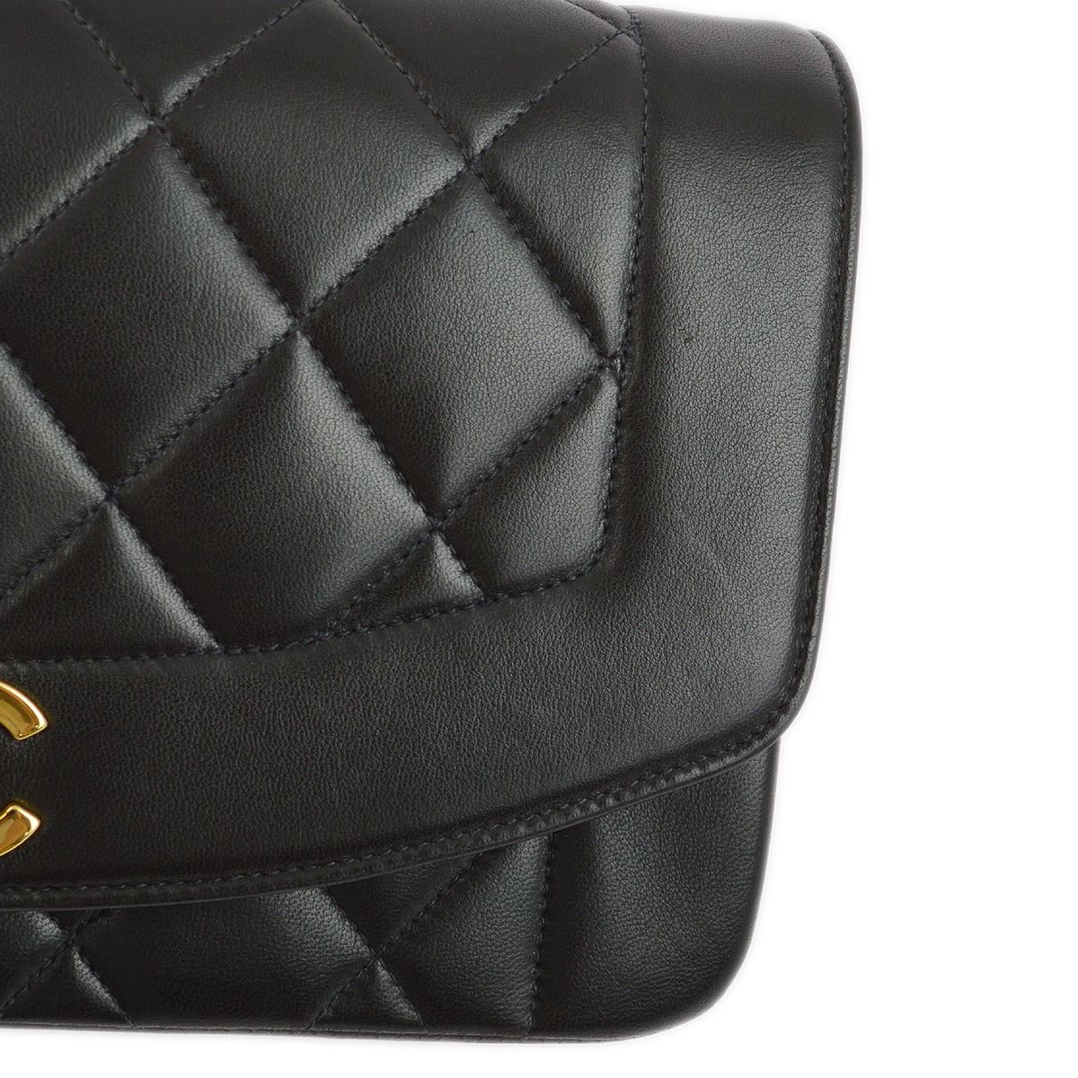 Chanel 1994-1996 Black Lambskin Small Diana Shoulder Bag
