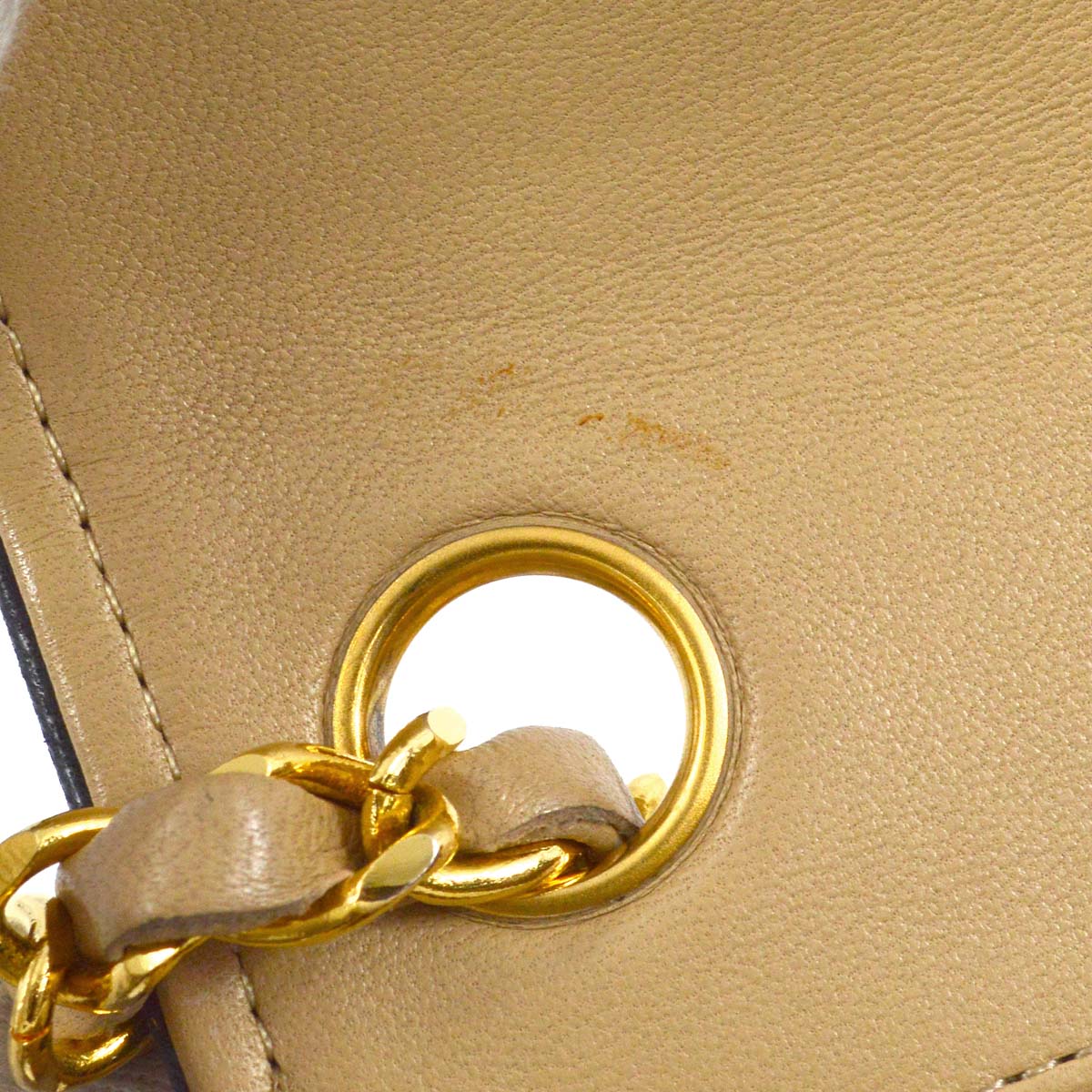 Chanel * 1989-1991 Beige Lambskin Mini Classic Square Flap Shoulder Bag 17